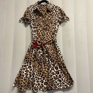 Moschino Women’s Dress Size 10 Animal Leopard Print Cotton Quiet Luxury Designer